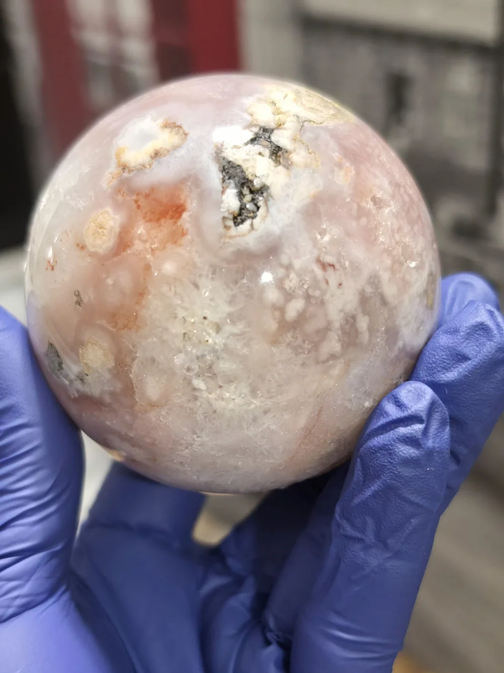 Pink Amethyst And Agate Druzy Crystal Display Sphere